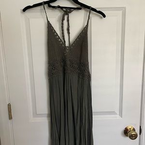 Crochet Top Green Halter Dress